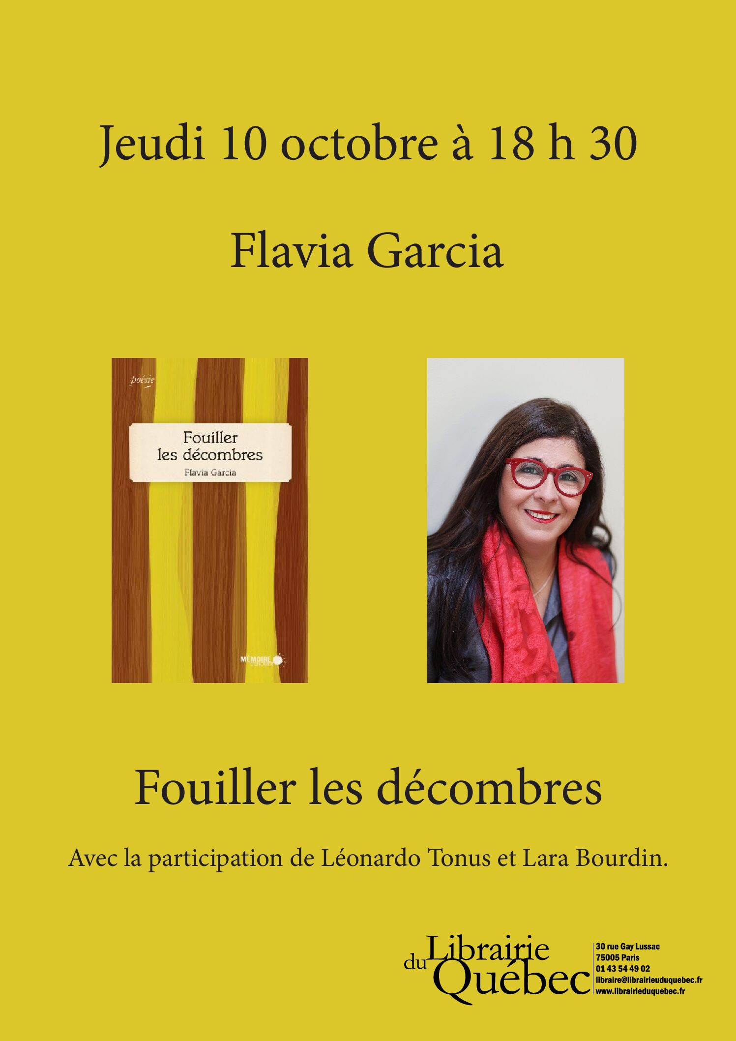 Affiche de la rencontre avec Flavia Garcia le 10 octobre