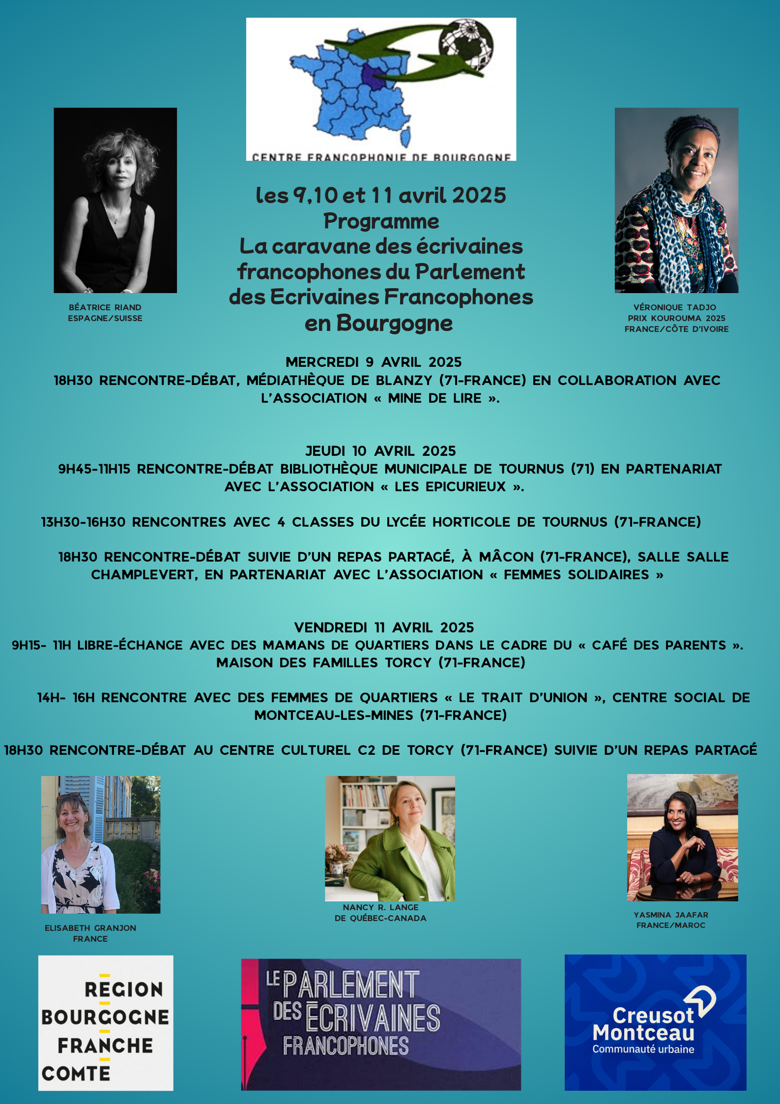 Programme de la Caravane entre le 9 et le 11 avril 2025