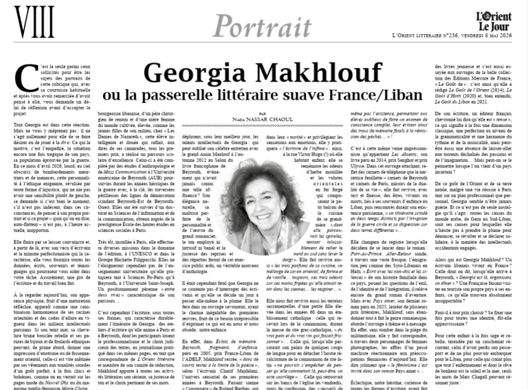 Georgia Makhlouf à l’honneur dans L’Orient Littéraire
