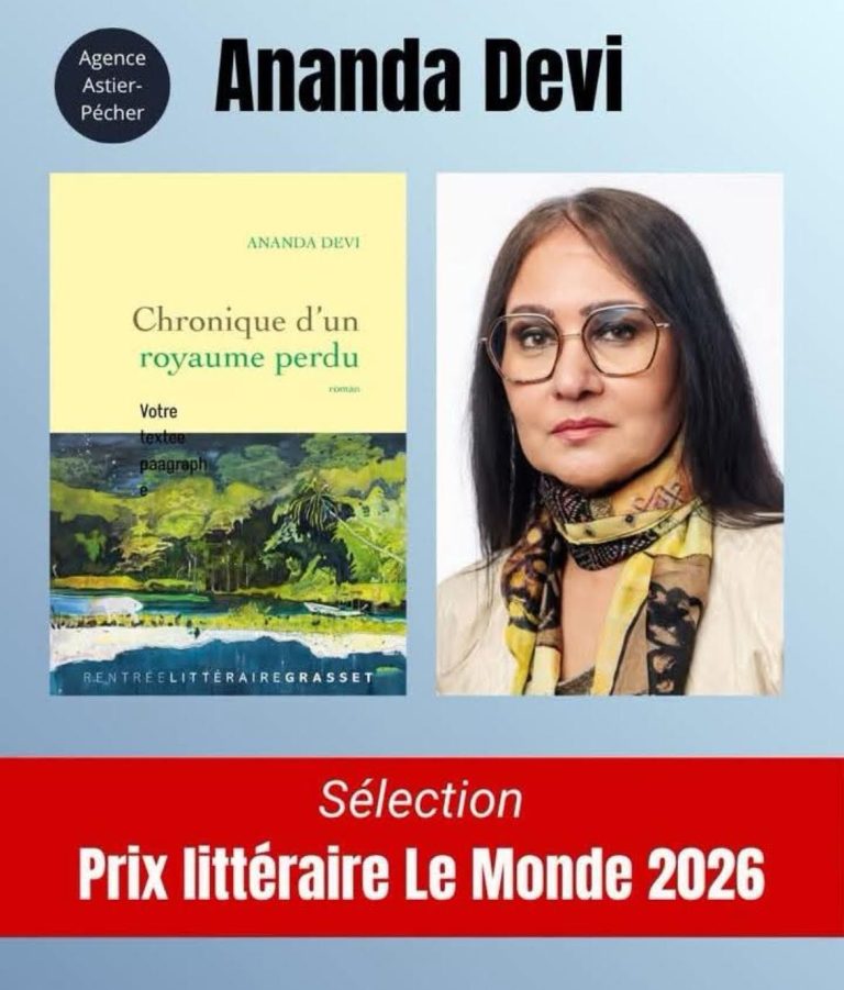 Prix littéraire Le Monde 2026 pour le dernier livre d&rsquo;Ananda Devi